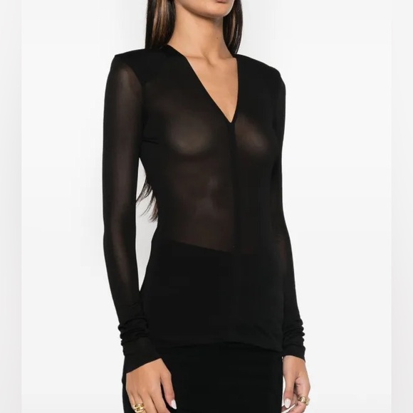 Toteme Tops - Toteme NWT Black Sheer V-Neck Women's Top M